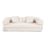 Cream Upholstered Folding Sofa Bed With Pillows - Omega Lifestyles