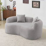 Curved Grey Foam Spring Medium-Firm Loveseat - Omega Lifestyles