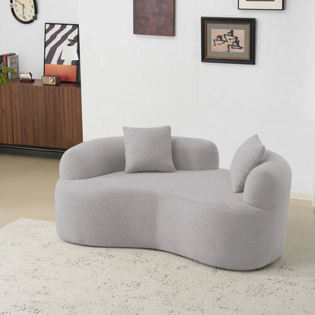 Curved Grey Foam Spring Medium-Firm Loveseat - Omega Lifestyles