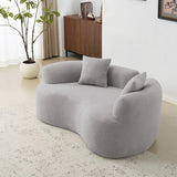 Curved Grey Foam Spring Medium-Firm Loveseat - Omega Lifestyles