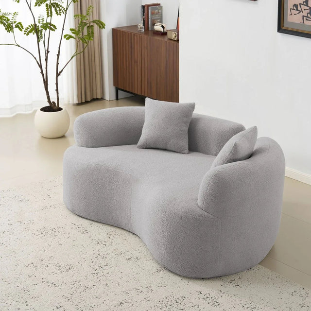 Curved Grey Foam Spring Medium-Firm Loveseat - Omega Lifestyles