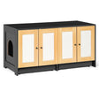 Double Cat Litter Box Enclosure With Sisal Door Panels - Driftwood - Omega Lifestyles