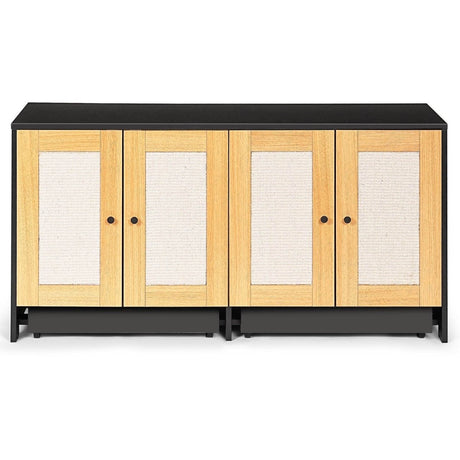 Double Cat Litter Box Enclosure With Sisal Door Panels - Driftwood - Omega Lifestyles