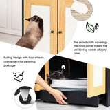 Double Cat Litter Box Enclosure With Sisal Door Panels - Driftwood - Omega Lifestyles
