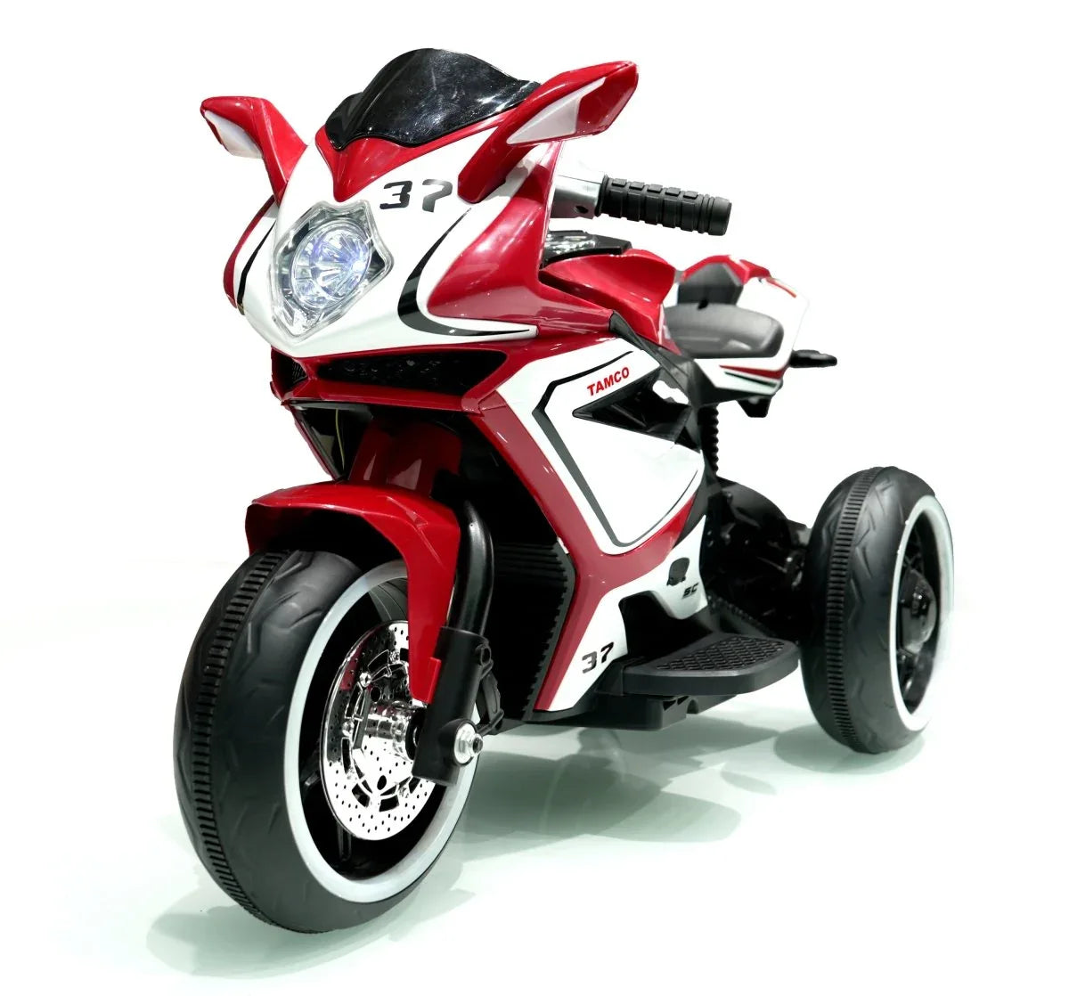 Electric Red Kids Ride-On Motorcycle With Lights - Omega Lifestyles