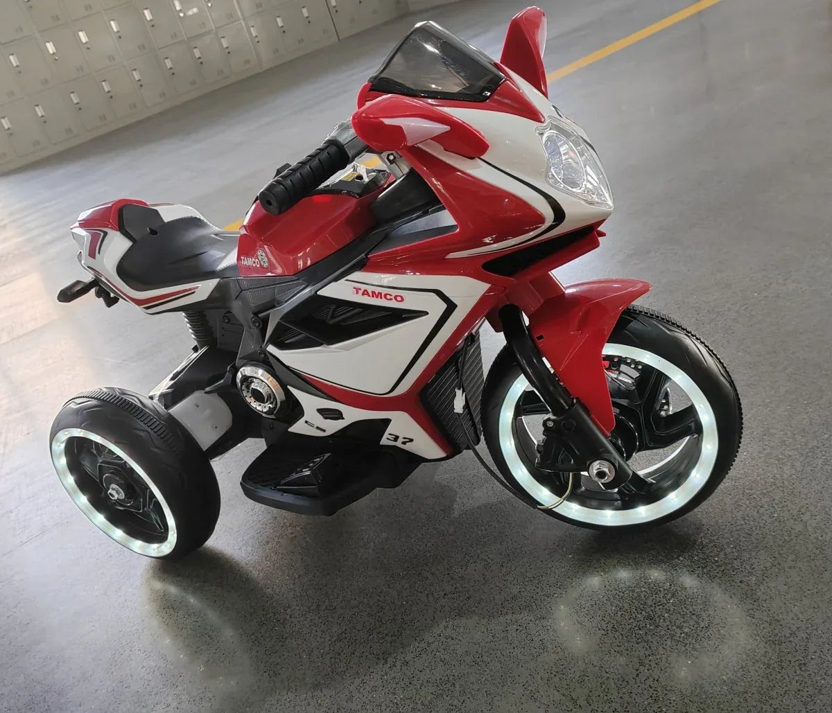 Electric Red Kids Ride-On Motorcycle With Lights - Omega Lifestyles