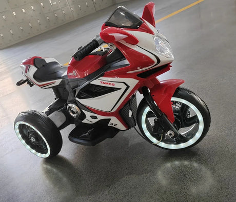 Electric Red Kids Ride-On Motorcycle With Lights - Omega Lifestyles