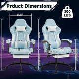 Ergonomic PU Leather Massage Gaming Chair With Footrest - Omega Lifestyles