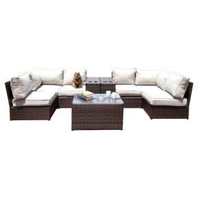 Espresso Weatherproof Outdoor Wicker Seating Set With Cushions - Omega Lifestyles