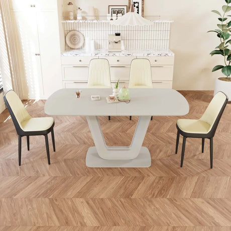 Expandable MDF Dining Table And 4 PU Fabric Padded Chairs Set - Omega Lifestyles