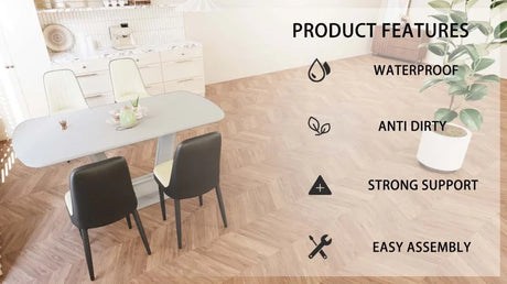 Expandable MDF Dining Table And 4 PU Fabric Padded Chairs Set - Omega Lifestyles