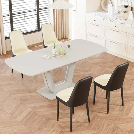 Expandable MDF Dining Table And 4 PU Fabric Padded Chairs Set - Omega Lifestyles