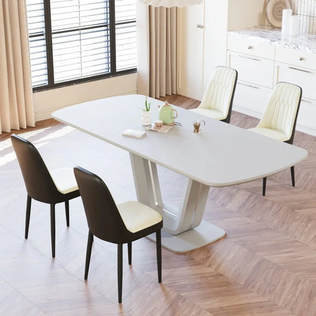 Expandable MDF Dining Table And 4 PU Fabric Padded Chairs Set - Omega Lifestyles