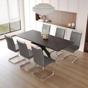 Expandable MDF Dining Table Set With Cushioned Chairs - Omega Lifestyles
