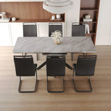 Expandable MDF Dining Table With 6 Cushioned Chairs Set - Omega Lifestyles