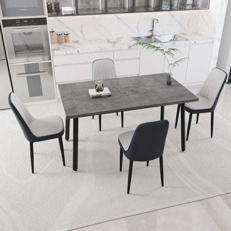 Expandable Rectangular Dining Table With Four PU Chairs - Omega Lifestyles