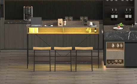 Farmhouse 4-Piece Bar Table And Saddle Stools Set - Omega Lifestyles