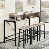 Farmhouse 4-Piece Bar Table And Saddle Stools Set - Omega Lifestyles