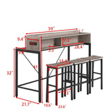 Farmhouse 4-Piece Bar Table And Saddle Stools Set - Omega Lifestyles