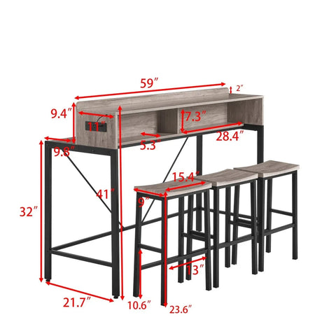 Farmhouse 4-Piece Bar Table And Saddle Stools Set - Omega Lifestyles