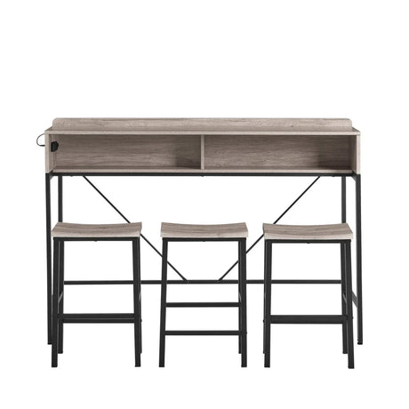 Farmhouse 4-Piece Bar Table And Saddle Stools Set - Omega Lifestyles