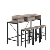 Farmhouse 4-Piece Bar Table And Saddle Stools Set - Omega Lifestyles