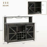 Farmhouse Distressed Brown LED Coffee Bar Cabinet - Omega Lifestyles