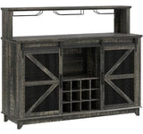 Farmhouse Distressed Brown LED Coffee Bar Cabinet - Omega Lifestyles