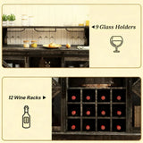 Farmhouse Distressed Brown LED Coffee Bar Cabinet - Omega Lifestyles