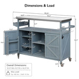 Farmhouse Solid Fir Wood Outdoor Kitchen Island Cart - Driftwood - Omega Lifestyles