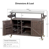 Farmhouse Solid Fir Wood Outdoor Kitchen Island Cart - Driftwood - Omega Lifestyles