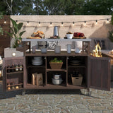 Farmhouse Solid Fir Wood Outdoor Kitchen Island Cart - Driftwood - Omega Lifestyles