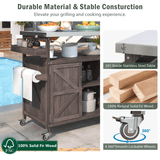 Farmhouse Solid Fir Wood Outdoor Kitchen Island Cart - Driftwood - Omega Lifestyles