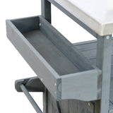 Farmhouse Solid Fir Wood Outdoor Kitchen Island Cart - Driftwood - Omega Lifestyles