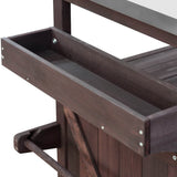 Farmhouse Solid Fir Wood Outdoor Kitchen Island Cart - Driftwood - Omega Lifestyles