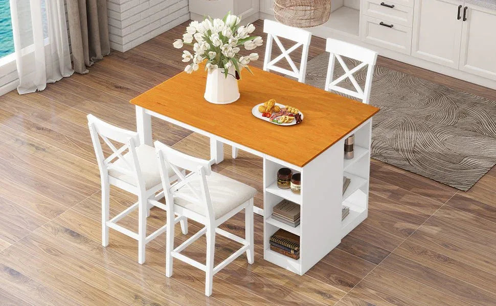 Farmhouse Solid Wood 5-Piece Counter Height Dining Set - Omega Lifestyles