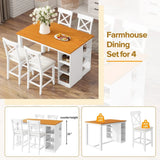 Farmhouse Solid Wood 5-Piece Counter Height Dining Set - Omega Lifestyles