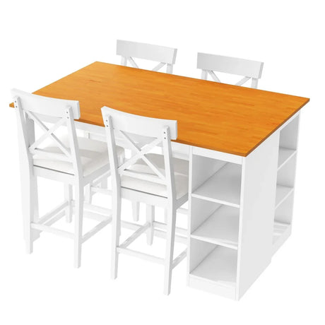 Farmhouse Solid Wood 5-Piece Counter Height Dining Set - Omega Lifestyles