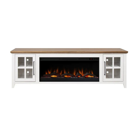 Farmhouse Style 83-Inch Fireplace TV Stand White Bourbon - Omega Lifestyles