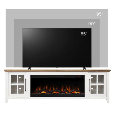 Farmhouse Style 83-Inch Fireplace TV Stand White Bourbon - Omega Lifestyles
