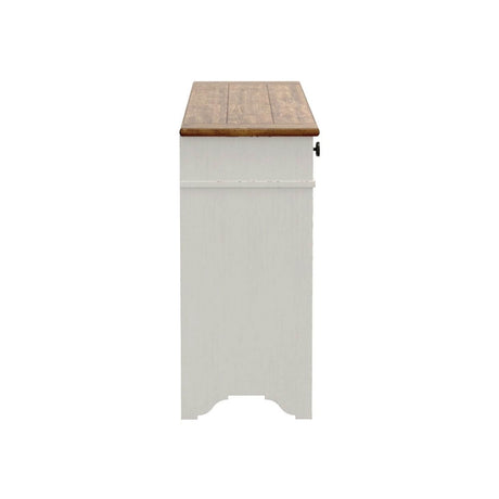 Farmhouse Style Brown White Engineered Wood Server - Driftwood - Omega Lifestyles