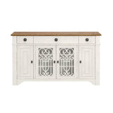 Farmhouse Style Brown White Engineered Wood Server - Driftwood - Omega Lifestyles
