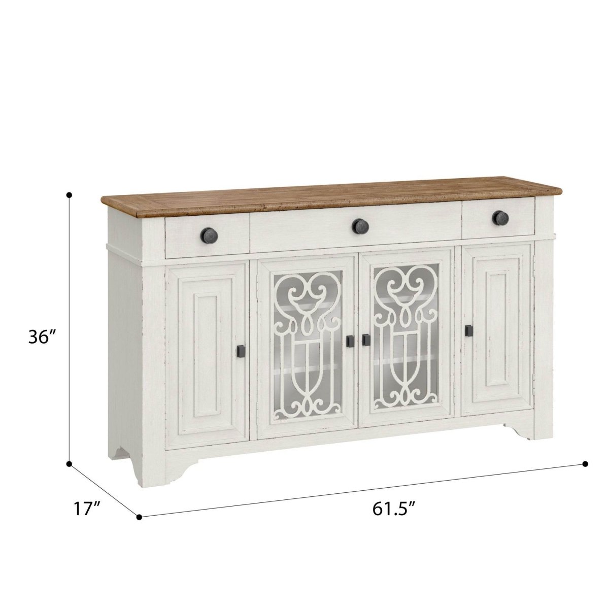 Farmhouse Style Brown White Engineered Wood Server - Driftwood - Omega Lifestyles