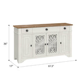 Farmhouse Style Brown White Engineered Wood Server - Driftwood - Omega Lifestyles