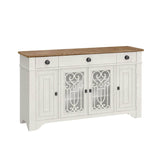 Farmhouse Style Brown White Engineered Wood Server - Driftwood - Omega Lifestyles