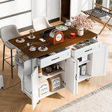 Farmhouse Style Kitchen Island Cart With Power Outlet - Driftwood - Omega Lifestyles
