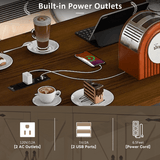 Farmhouse Style Kitchen Island Cart With Power Outlet - Driftwood - Omega Lifestyles