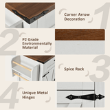 Farmhouse Style Kitchen Island Cart With Power Outlet - Driftwood - Omega Lifestyles