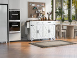 Farmhouse Style Kitchen Island Cart With Power Outlet - Driftwood - Omega Lifestyles