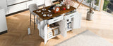 Farmhouse Style Kitchen Island Cart With Power Outlet - Driftwood - Omega Lifestyles